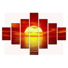 7 pcs Puesta de sol sobre mares Fotos Pinturas sobre lienzo enmarcado ARTE